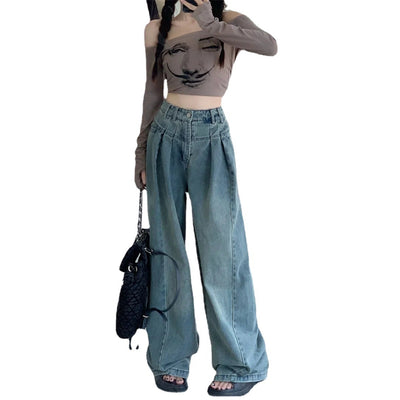 Pantalones Denim Ancho Efecto Adelgazante para Mujer - Otoño - Image 10
