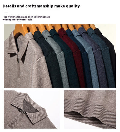 Suéter de Lana 100% Premium con Cuello Solapa - Manga Larga Tejida para Hombre - Image 18