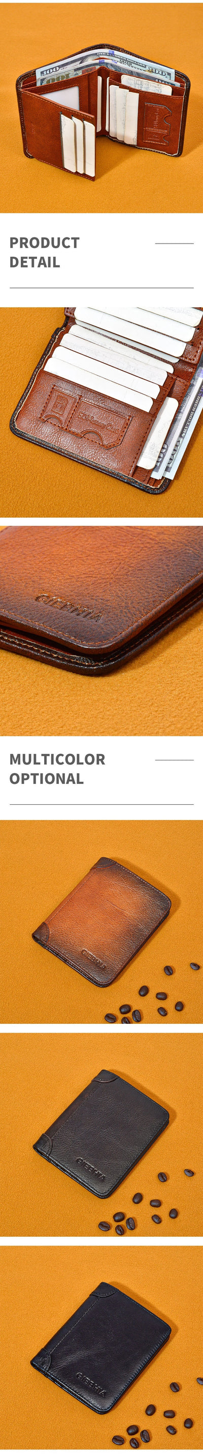 Billetera Hombre Cuero Antirrobo RFID Ultra Delgada Multi Tarjetas - Image 6