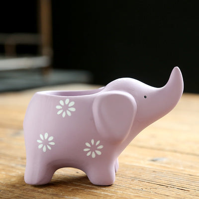 Maceta Decorativa de Cerámica con Diseño de Elefante para Suculentas - Image 11
