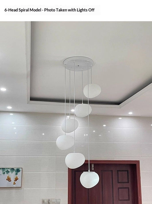 Lámpara de Araña Colgante de Cristal Cremoso para Escaleras de Doble Altura - Image 19