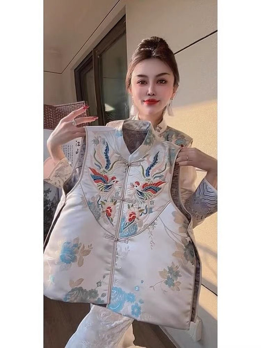 Chaleco Estilo Chino Retro para Mujer con Cuello Tipo Smoking y Cierre de Botones - Image 12