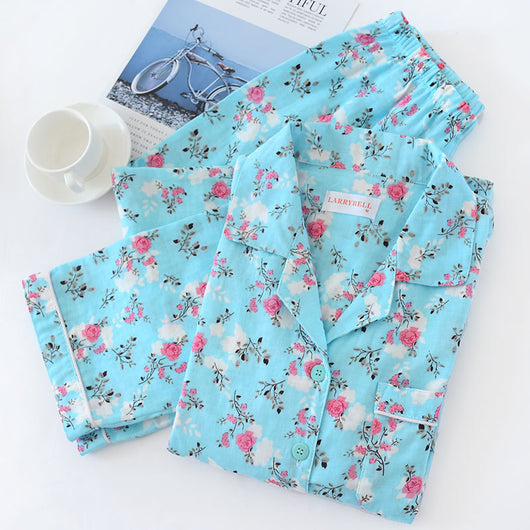Pijama Estilo Pastoral Japonés para Mujer - Algodón Gasa Manga Larga - Image 6