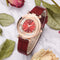 Reloj de Moda con Cristales Brillantes y Correa de Cuero Serpentina
