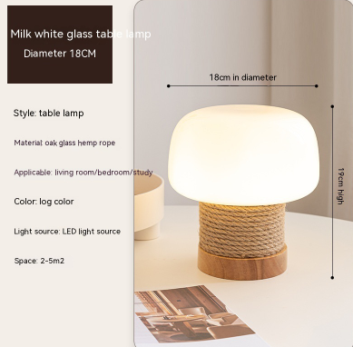 Lámpara de Mesa Setas Crema Estilo Nórdico Escandinavo en Madera - Image 10