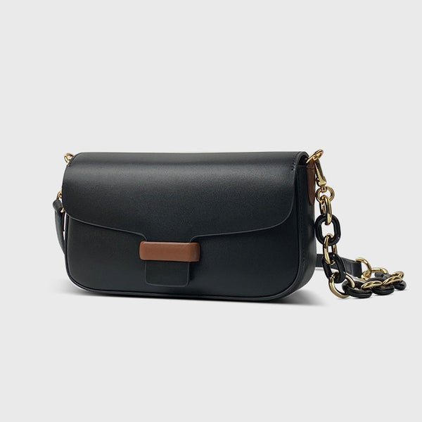 Bolso de Cuero Genuino con Cadena - Versátil y Elegante