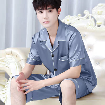 Conjunto de Cardigan y Shorts en Seda Sintética para Hombre - Image 8