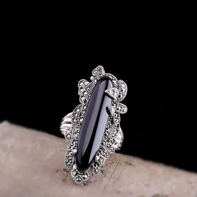 Anillo de Plata Tailandesa para Mujer con Ágata Negra - Image 8