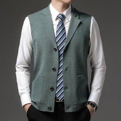 Chaleco de Lana Tejida para Hombre - Cuello Solapa Clásico - Image 10
