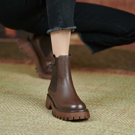 Botas Tubo Retro Slim Marrón Humo para Mujer - Image 6