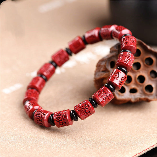 Pulsera de Seis Caracteres en Oro Púrpura con Arena de Mineral Natural