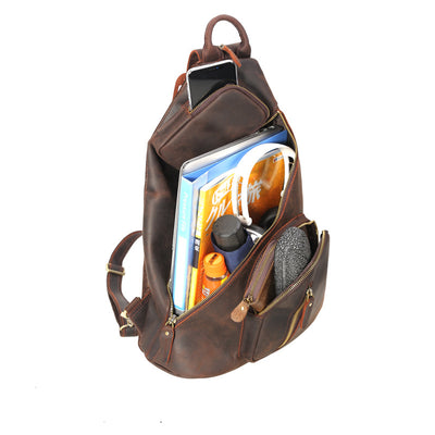 Bolsa Pectoral de Cuero Genuino con Gran Capacidad y Múltiples Compartimentos - Image 4