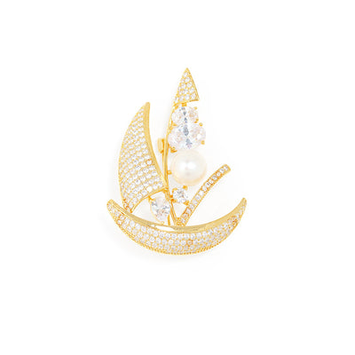 Broche Velero Náutico con Perlas de Concha y Oro Incrustado - Image 9