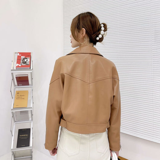 Chaqueta de Cuero PU Suelta y Casual para Mujer - Image 3