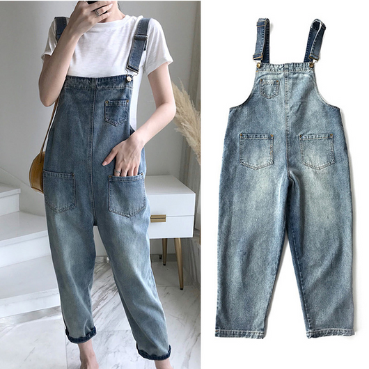 Pantalones Denim Cropped Vintage Holgados con Tirantes para Mujer - Image 7