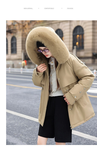 Chaqueta Acolchada Mujer con Cuello de Pelaje y Forro Polar - Image 22