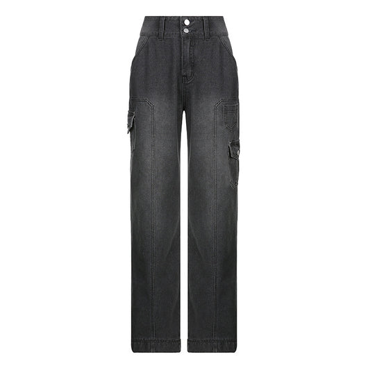 Pantalón Recto Ancho de Cintura Alta con Bolsillos - Image 3