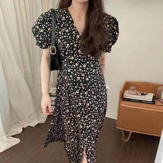 Vestido Elegante de Gasa Floral con Temperamento Francés - Image 2