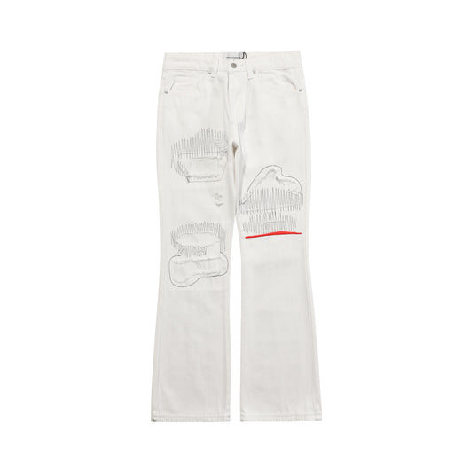 Pantalones Vaqueros Rojos Estilo Gothic con Detalles Desgastados - Image 2