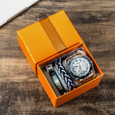 Reloj de Acero Inoxidable para Hombre con Pulsera Juego Completo