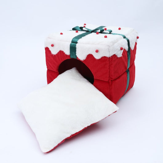 Cama Nido Felino Doble Uso - Refugio Cerrado Navideño para Gatos y Perros Pequeños - Image 9