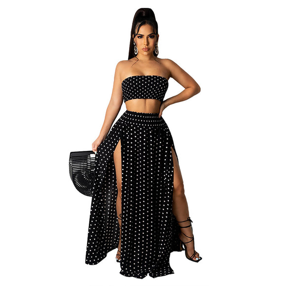 Traje Falda Lunares Estampado - Elegancia Profesional