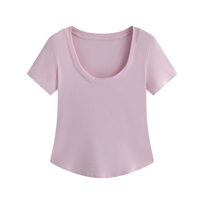 Blusa Slim Fit Escote U Manga Corta Efecto Adelgazante - Image 12