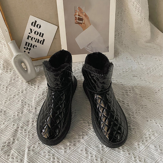 Botas de Nieve para Mujer con Forro de Felpa y Piel Gruesa