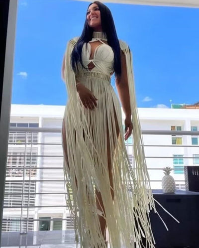 Vestido Maxi Vintage Tejido a Mano con Borlas Elegante para Mujer - Image 9