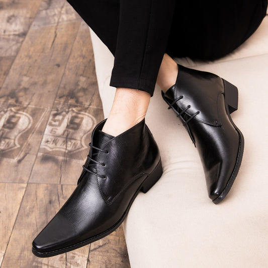Zapatos de Cuero Británicos Punta Aguda para Hombre