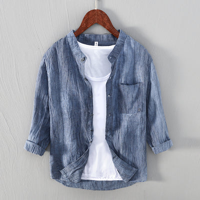 Camisa de Lino Estilo Oriental para Hombre - Diseño Casual y Cómodo - Image 11