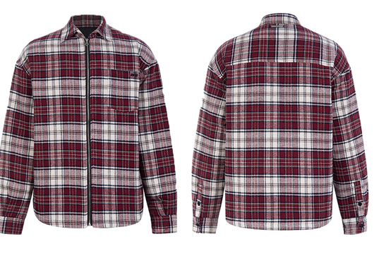 Chaqueta Camisa Cuadros Rojo Retro para Hombre - Casual Primavera con Cierre - Image 11