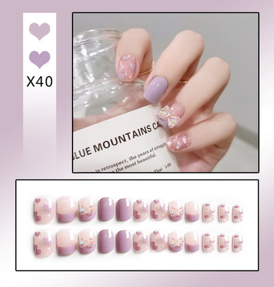 Uñas Postizas Francesas Removibles con Diamantes - Image 7