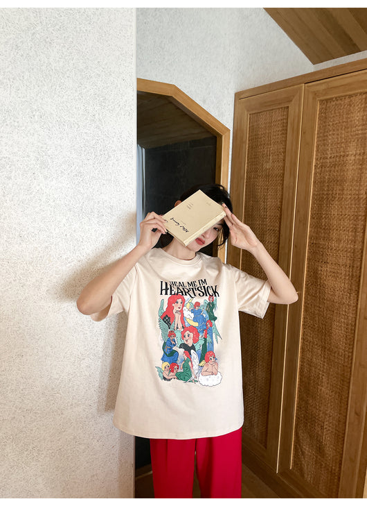 Playera Estampada Suelta y Ajustada para Mujer - Cuello Redondo Manga Corta - Image 16