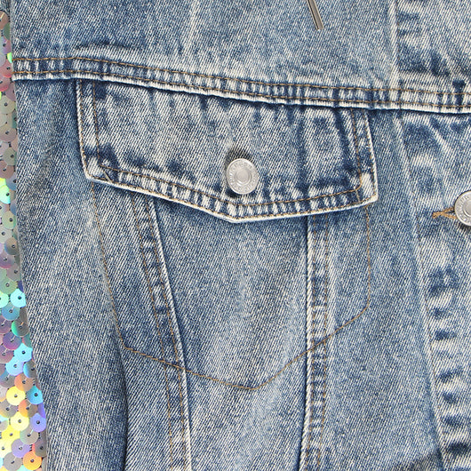 Chaqueta Denim Patchwork con Lentejuelas para Mujer - Estilo Urbano Elegante - Image 14