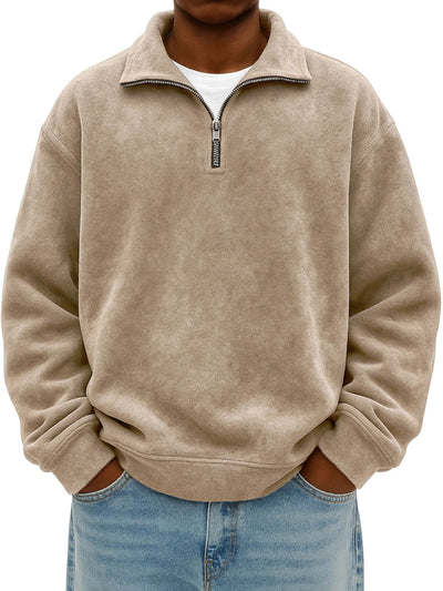 Sudadera Oversized Vintage con Cierre de Medio Cuello para Hombre - Image 12