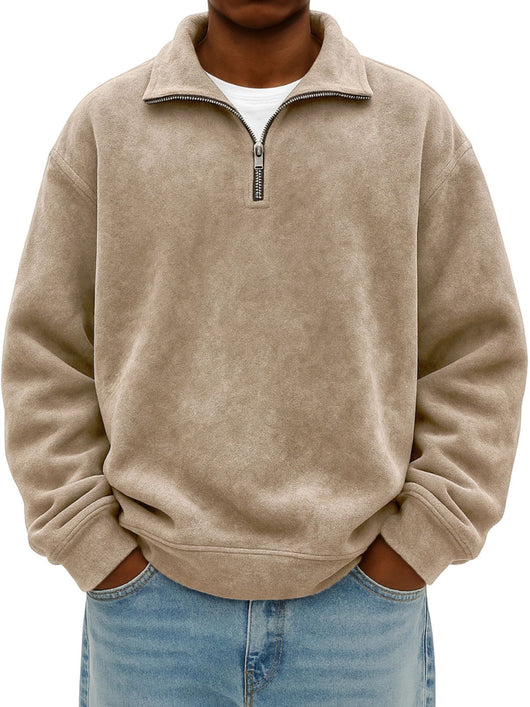 Sudadera Oversized Vintage con Cierre de Medio Cuello para Hombre - Image 12