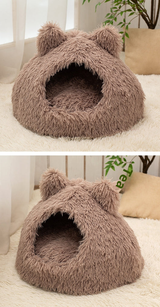 Cama Cálida Semiencerrada para Gatos con Peluche Suave - Image 17