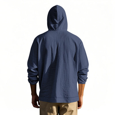 Camisa de Lino Holgada para Hombre - Minimalista de Manga Larga - Image 20