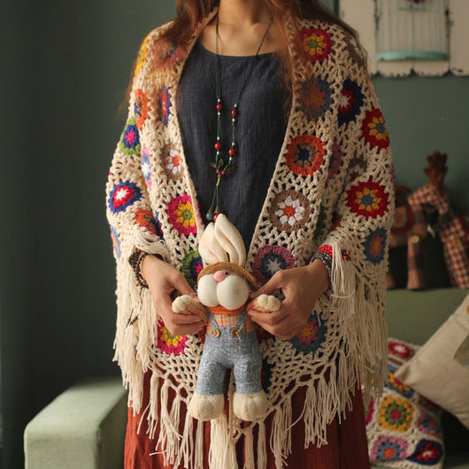 Bufanda Chal de Lana Tejida a Mano Estilo Retro Mori para Mujer - Image 3