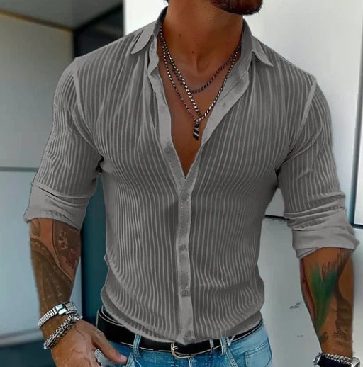 Cardigan Rayado Versátil para Hombre - Manga Larga - Image 11
