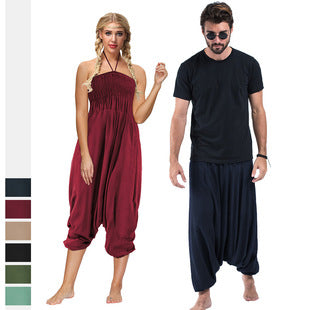 Pantalones Yoga Sueltos con Estampado Étnico y Cintas en Tobillos para Mujer - Image 38