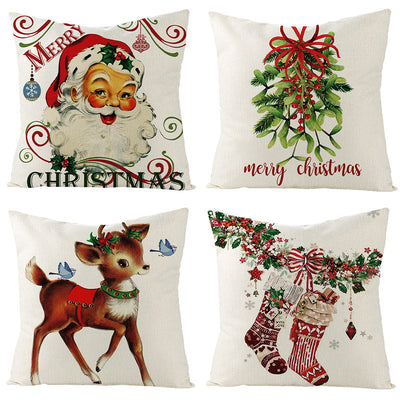 Funda de Almohada Navideña de Algodón y Lino Home Simple - Image 10
