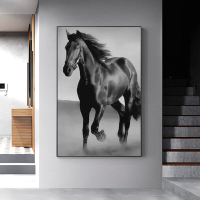 Cuadro Caballo Negro Moderno para Sala de Estar - Arte de Pared Contemporáneo - Image 4