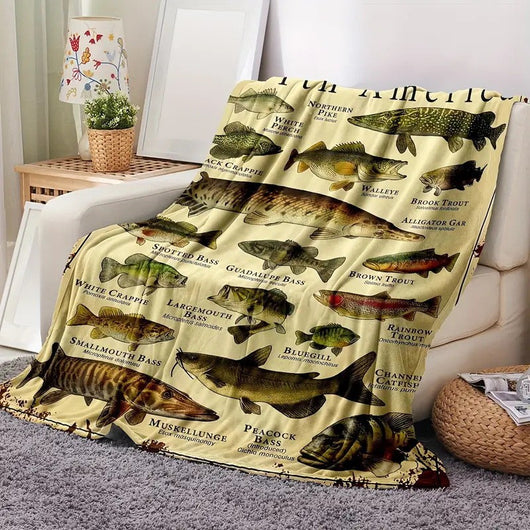 Manta Franela Estampada con Diseño de Peces de Dibujos Animados - Image 10