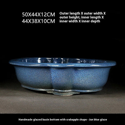 Maceta Bonsái Artesanal Cerámica Púrpura Jun Azul - Diseño Begonia Vintage - Image 5