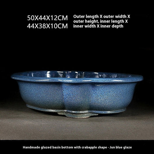 Maceta Bonsái Artesanal Cerámica Púrpura Jun Azul - Diseño Begonia Vintage - Image 5