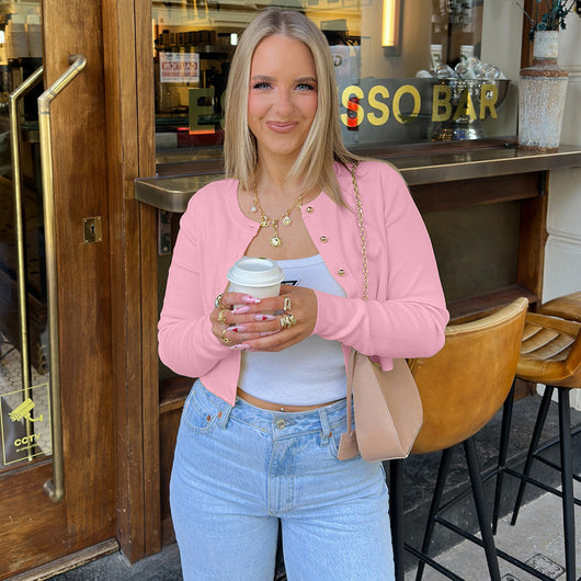 Blusa Ajustada de Manga Larga en Color Sólido para Mujer