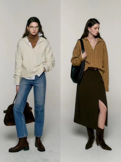 Suéter Polo de Lana Pura Estilo Old Money Relajado - Image 15