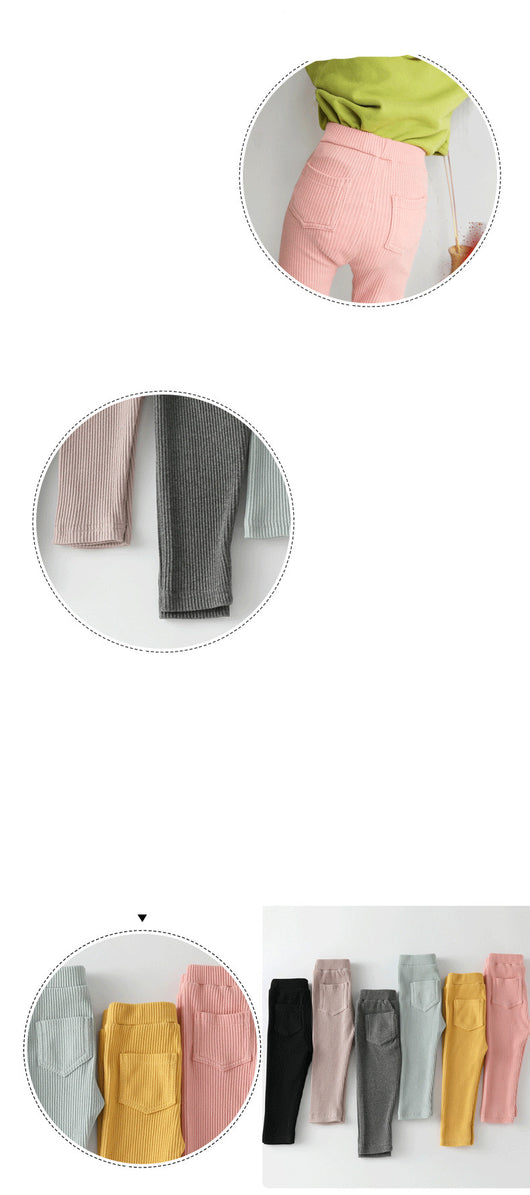Leggings Acolchados de Terciopelo Liso para Niños y Niñas - Image 3